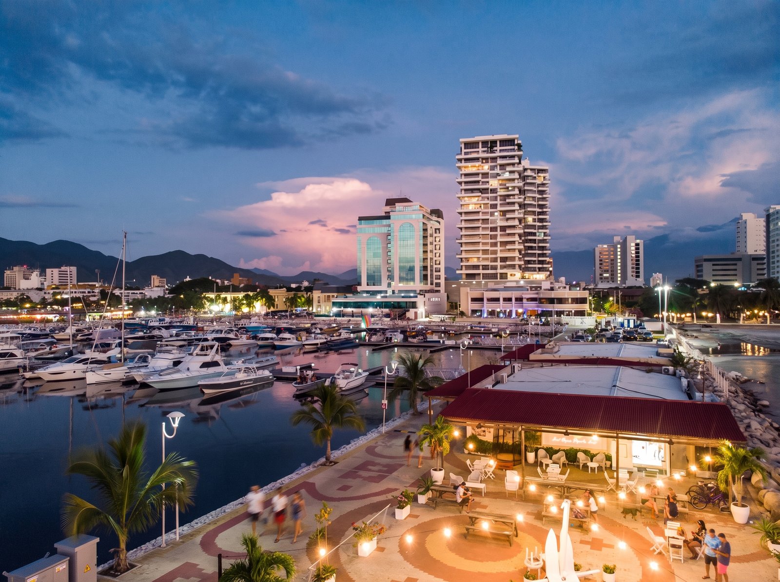 Scenic bay and marina in Santa Marta on the Caribbean coast