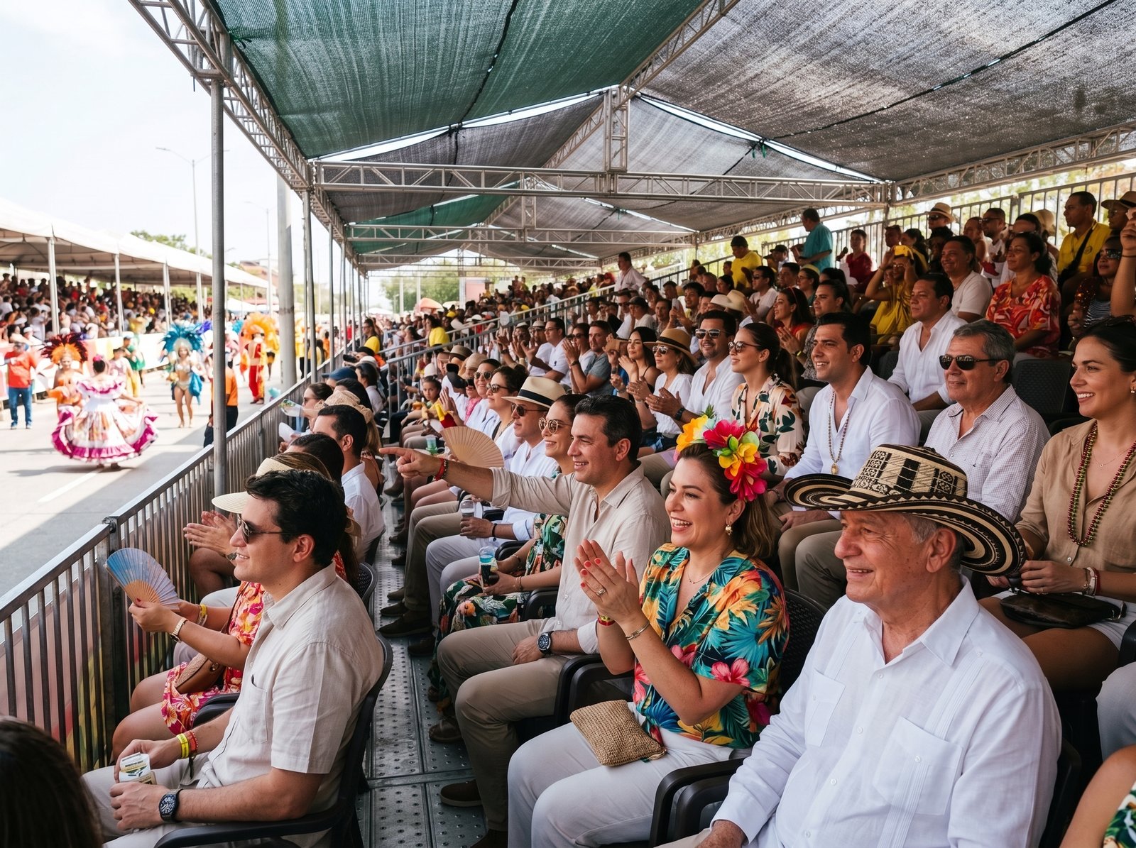 View from covered box seats on Vía 40 at Barranquilla Carnival